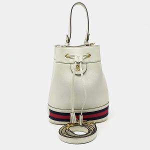 Gucci Cream Leather Ophidia small bucket bag