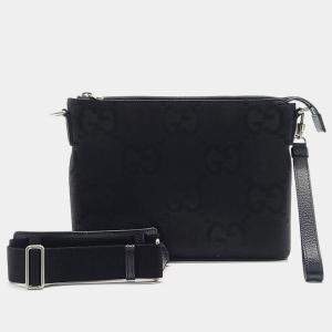 Gucci Black Canvas and Leather Jumbo GG Medium Messenger Bag