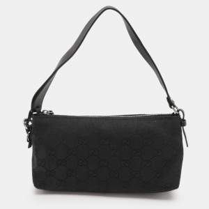 Pre Owned Gucci Black GG Canvas Pochette Bag
