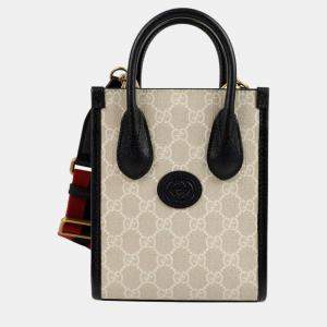 Gucci GG Coated Canvas/Leather Mini Interlocking Tote Crossbody Bag