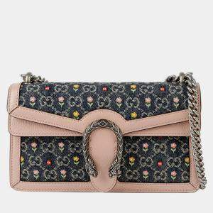 Gucci Blue/Pink Limited Edition GG Denim Small Dionysus Bag