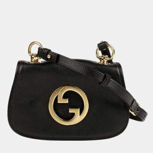Gucci Black Leather Interlocking G Logo Blondie Bag