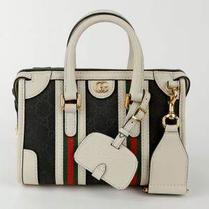 Gucci GG Canvas with Leather Mini Double G Web Top Handle Bag 
