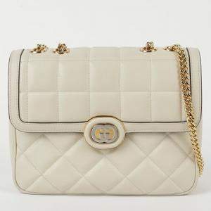 Gucci Small Off-White Leather Deco Shoulder Bag
