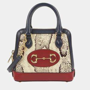 Gucci Mini Leather Trimmed Python Horsebit 1955 Shoulder Bag