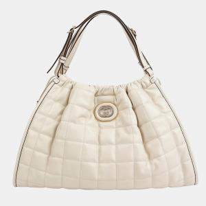 Gucci Medium White Leather Deco Tote Bag