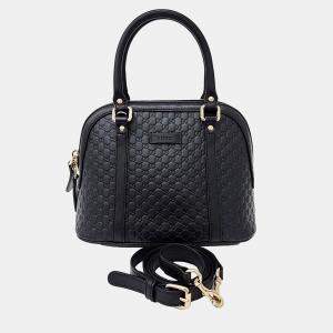 Pre Owned Gucci Black Leather Micro Cimaline Mini Dome bag