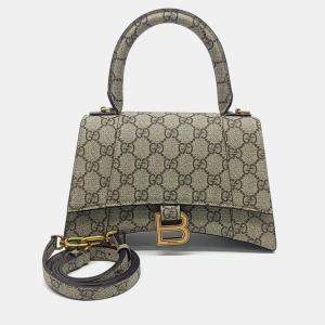 Pre Owned Gucci Beige PVC X Hourglass Top Handle Bag S