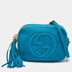Gucci Blue Nubuck Leather Small Soho Disco Crossbody Bag