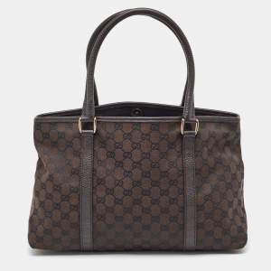 Gucci Brown GG Canvas and Leather Tote