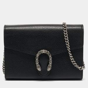 Gucci Black Leather Dionysus Wallet On Chain