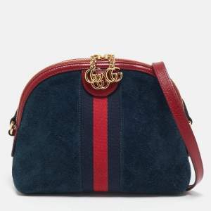 Gucci Red/Blue Suede Small Web Ophidia Shoulder Bag