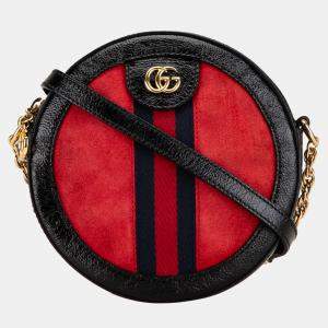 Gucci Red Mini Suede Round Ophidia Crossbody