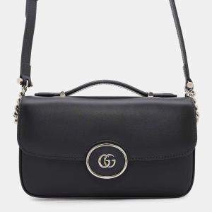 Gucci Black Leather Petit GG Shoulder Bag