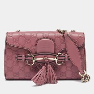Gucci Pink Guccissima Leather Small Emily Chain Shoulder Bag