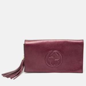 Gucci Metallic Purple Leather Soho Disco Clutch