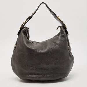 Gucci Dark Grey Leather Medium Pelham Hobo