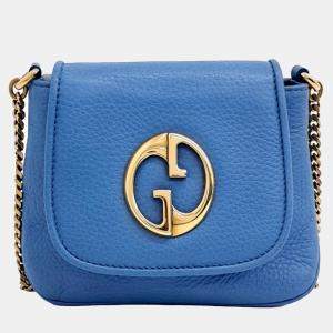 Gucci Blue Leather Mini GG Crossbody Bag