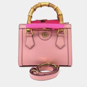 Gucci Pink Leather Diana tote and shoulder bag
