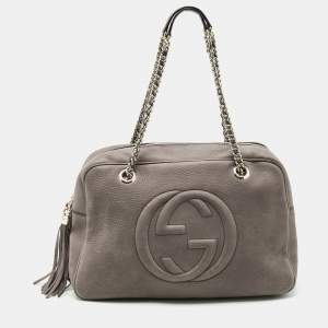 Gucci Grey Leather Large Soho Chain Bag