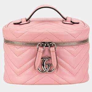 Gucci Pink Mini GG Marmont Round Leather Vanity Bag