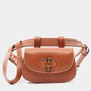 Gucci Brown Leather Mini Bamboo 1947 Belt Bag