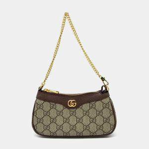 Gucci Beige Brown Coated Canvas Ophidia Mini Bag