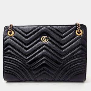 Gucci Black Leather Marmont Shoulder Bag