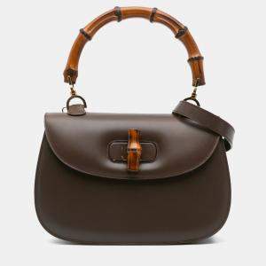 Gucci Brown Gucci Calfskin Bamboo Night Bag