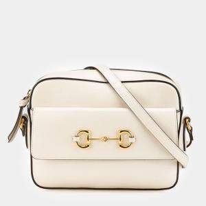 Gucci White Small Leather Horsebit 1955 Camera Bag Bag