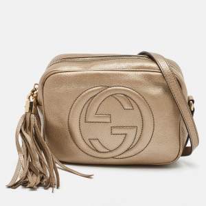 Gucci Metallic Leather Small Soho Disco Tassel Shoulder Bag