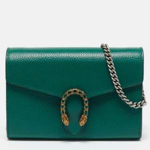 مملوكة مسبقًا Gucci Green Leather Dionysus Wallet On Chain