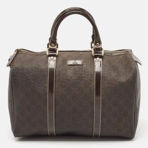Gucci Dark Brown GG Supreme Canvas and Leather Medium Joy Boston Bag