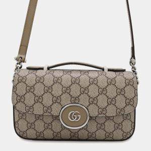Gucci Beige/Brown Pvc Leather Mini Petite Gg Gg Supreme Mini Chain Shoulder Bag 