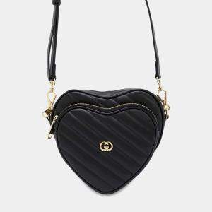 Gucci Black Leather Interlocking G Heart Shoulder Bag 