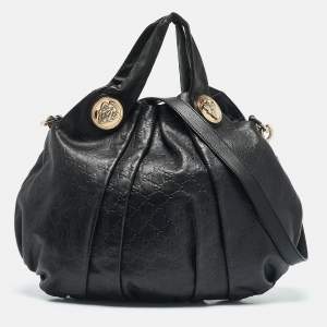 Gucci Black Guccissima Leather Large Hysteria Hobo