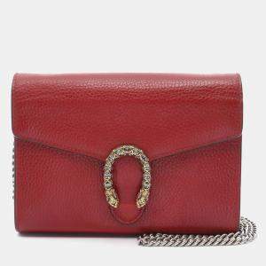 Gucci Red Mini Leather Dionysus Wallet on Chain Bag