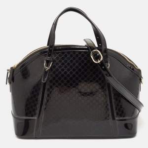 Gucci Black Microguccissima Patent Leather Nice Dome Bag