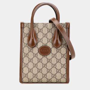 Gucci Beige/Brown Mini GG Supreme Interlocking G Satchel Bag