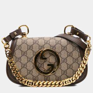 Gucci Beige Brown Mini GG Supreme Blondie Satchel Bag
