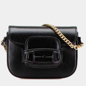Gucci Black Mini Web Leather 1955 Horsebit Satchel Bag