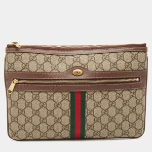 Gucci Brown/Beige GG Supreme Canvas Ophidia Pouch