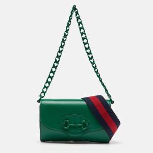 Gucci Green Leather Mini Horsebit 1955 Shoulder Bag