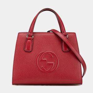 Gucci Red Medium Dollar Calf Soho Top Handle Convertible Tote