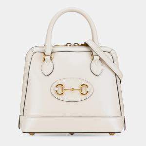 Gucci Cream Small Leather Horsebit 1955 Satchel