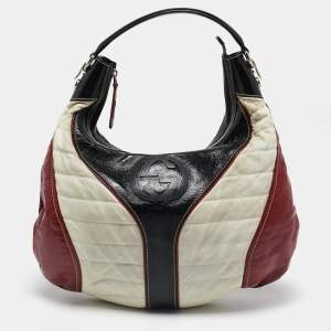 Gucci Tricolor Patent and Leather Medium Snow Glam Hobo 