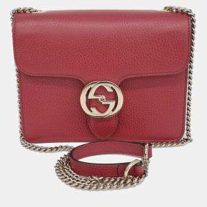 Gucci Red Leather Interlocking GG Crossbody Bag