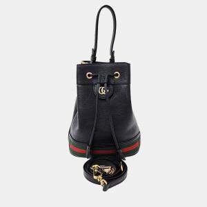 Gucci Black Leather Ophidia small bucket bag