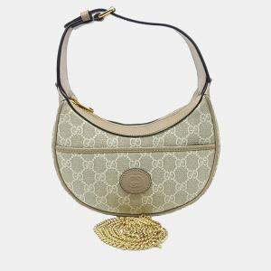 Gucci Beige PVC GG half moon shape mini bag