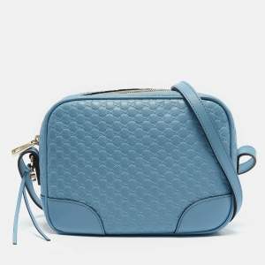 Gucci Light Blue Microguccissima Leather Bree Crossbody Bag